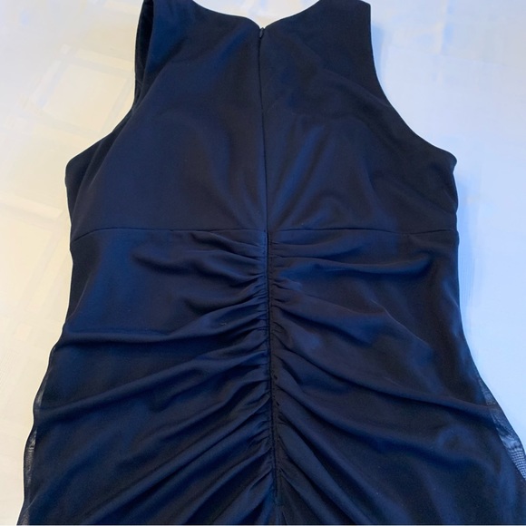 Betsy & Adam 💖 Rhinestone Accent Formal Ruched Navy Gown Womens 14 - Picture 15 of 16
